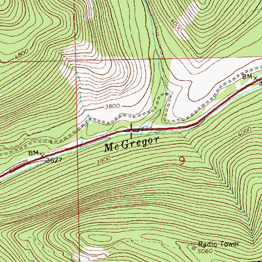 Topographic Map of Twin Creek, MT