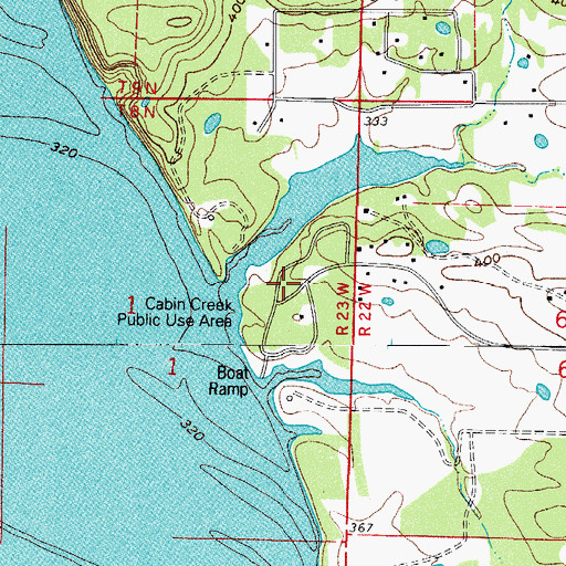 Topographic Map of Cabin Creek Public Use Area, AR