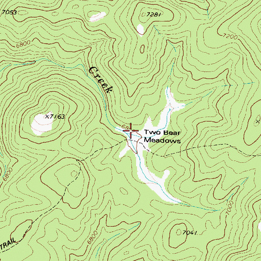 Topographic Map of Two Bear Meadows, MT