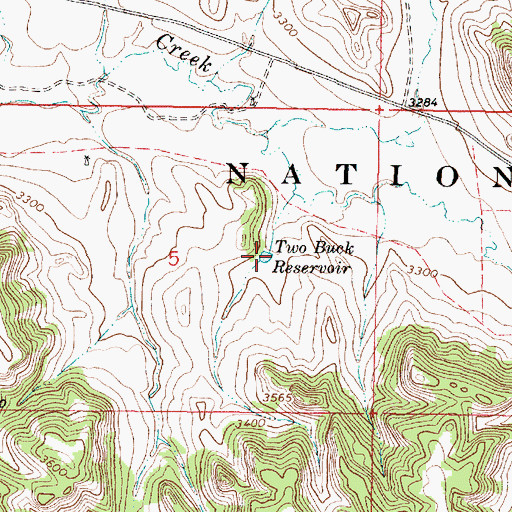 Topographic Map of Two Buck Reservoir, MT