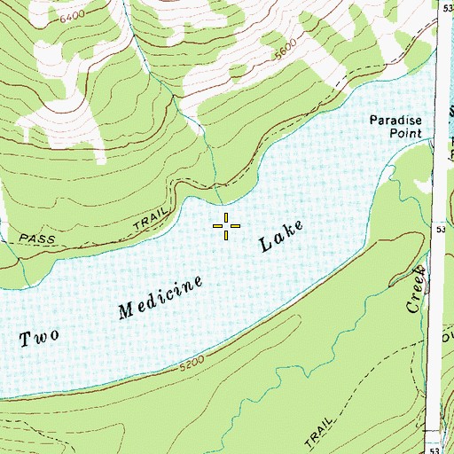 Topographic Map of Two Medicine Lake, MT