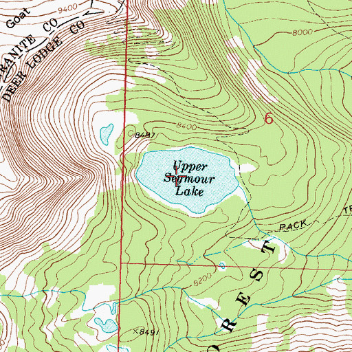 Topographic Map of Upper Seymour Lake, MT