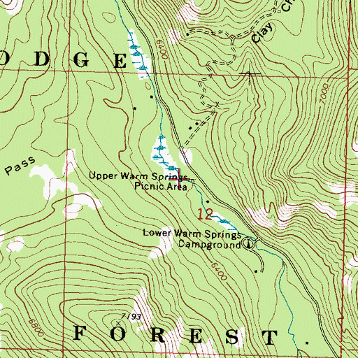 Topographic Map of Upper Warm Springs Picnic Area, MT