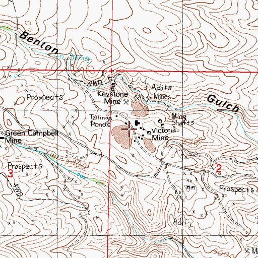 Topographic Map of Victoria Mine, MT