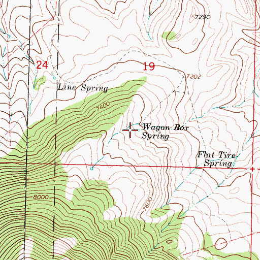Topographic Map of Wagon Box Spring, MT