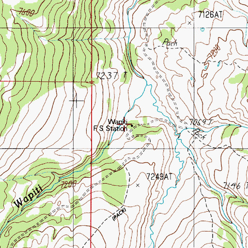 Topographic Map of Wapiti Ranch Station, MT