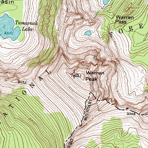 Topographic Map of Warren Peak, MT
