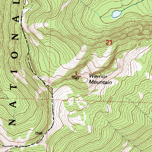 Topographic Map of Warrior Mountain, MT