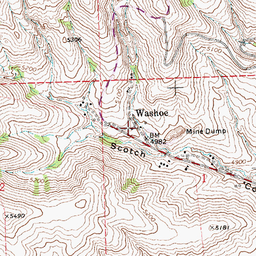 Topographic Map of Washoe, MT