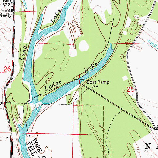 Topographic Map of Lodge Lake, AR