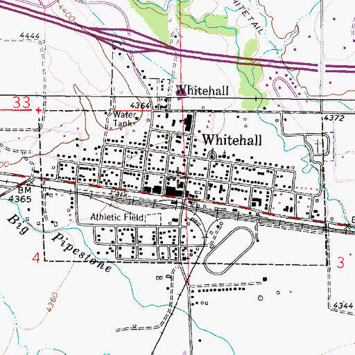Topographic Map of Whitehall, MT