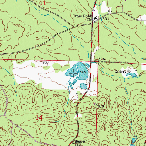 Topographic Map of Inman Lake Number Two Dam, AR