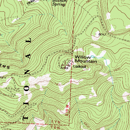 Topographic Map of Willow Mountain, MT