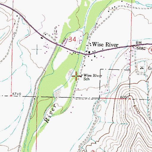 Topographic Map of Wise River Elementary, MT