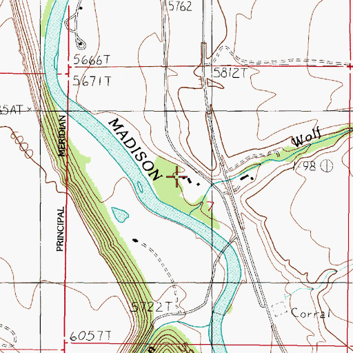 Topographic Map of Wolf Creek Ranch, MT