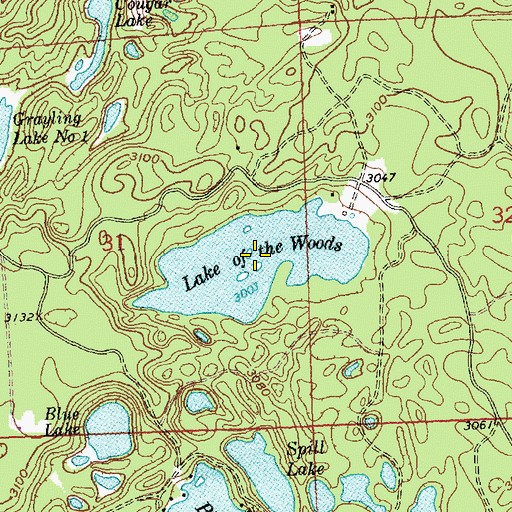 Topographic Map of Lake of the Woods, MT