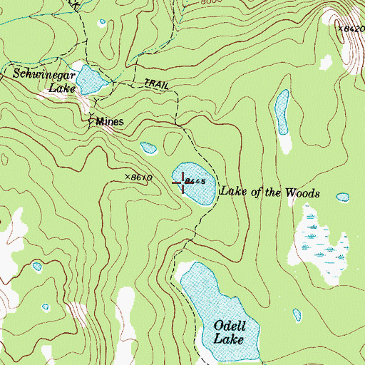 Topographic Map of Lake of the Woods, MT
