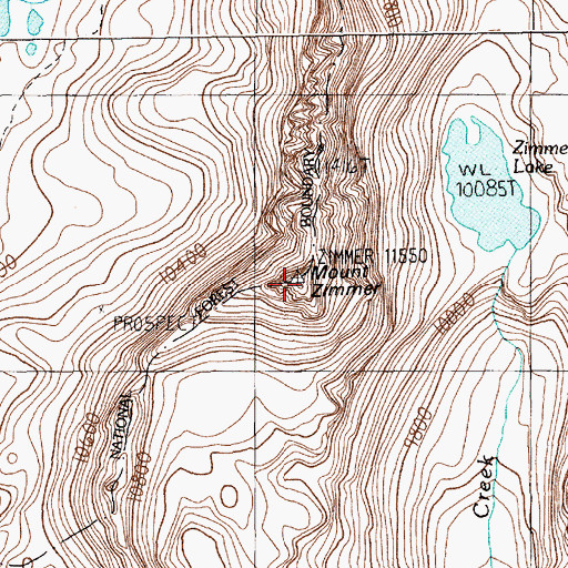 Topographic Map of Mount Zimmer, MT