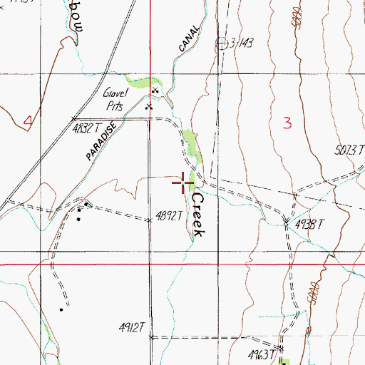 Topographic Map of Johnson Creek, MT