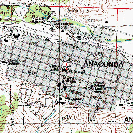 Topographic Map of First Presbyterian Church, MT