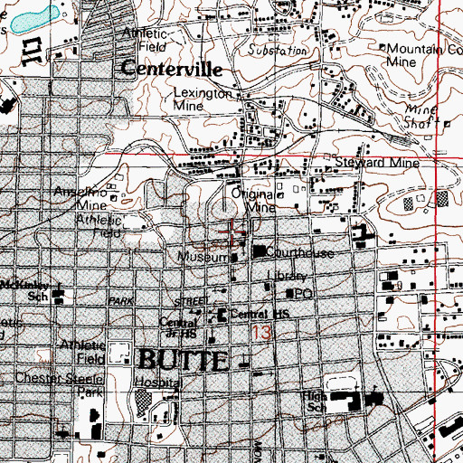 Topographic Map of Mountain View United Methodist Church, MT