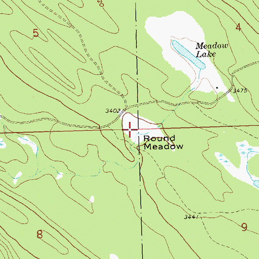 Topographic Map of Round Meadow, MT