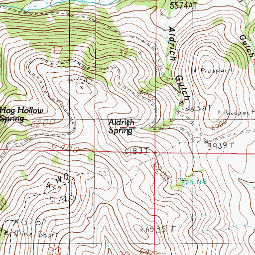 Topographic Map of Aldrich Spring, MT