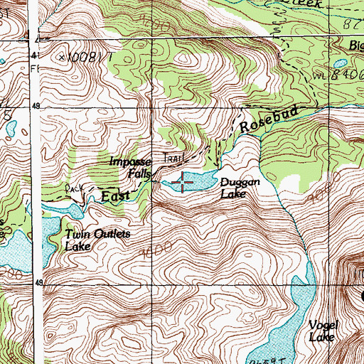 Topographic Map of Duggan Lake, MT