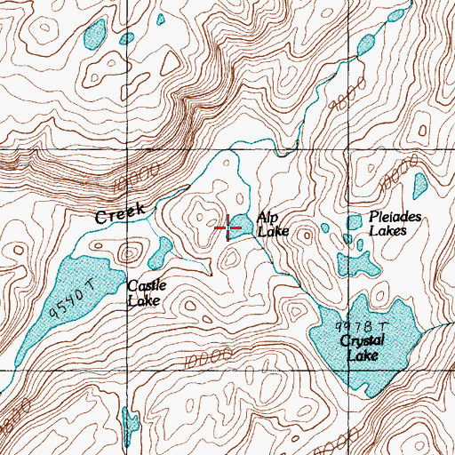 Topographic Map of Alp Lake, MT