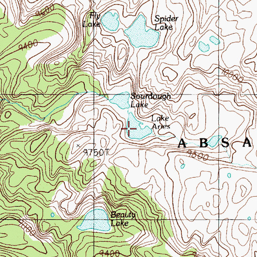 Topographic Map of Lake Aries, MT