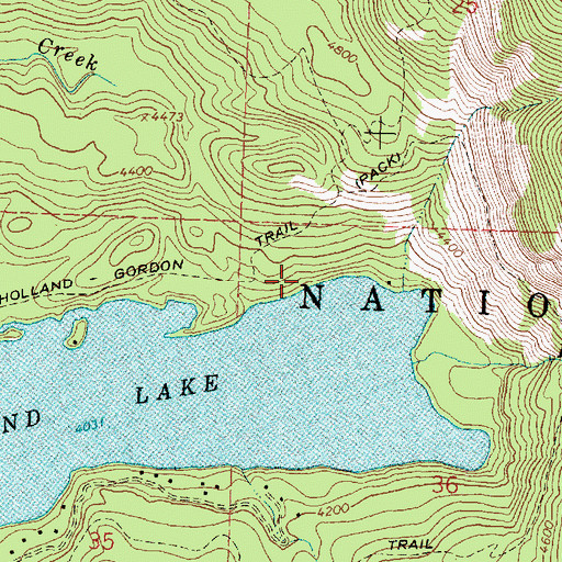 Topographic Map of Holland Falls National Recreation Trail, MT