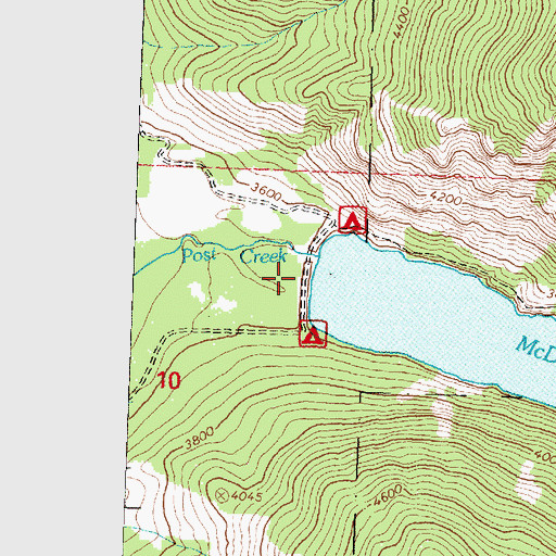 Topographic Map of McDonald Lake Campground, MT