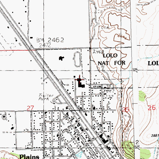 Topographic Map of Plains District Ranger Office, MT