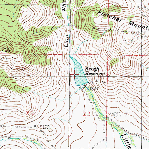 Topographic Map of Keogh Reservoir, MT