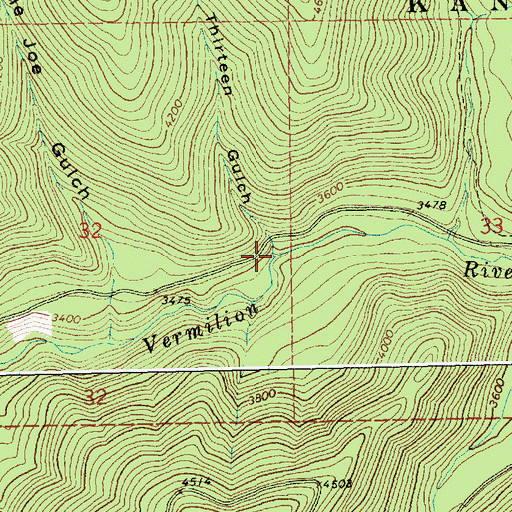 Topographic Map of Vermilion Falls, MT