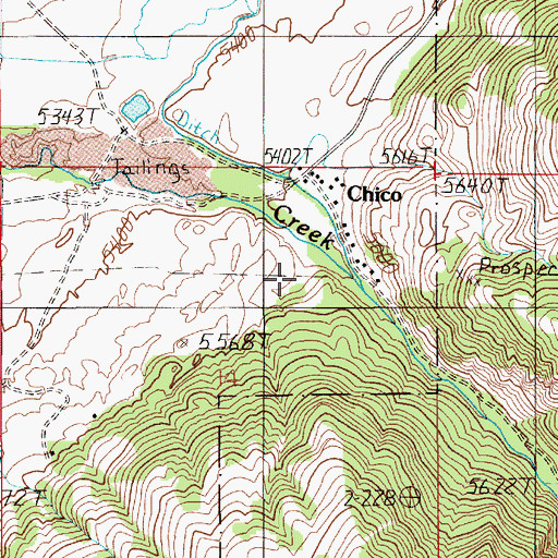 Topographic Map of Old Chico, MT
