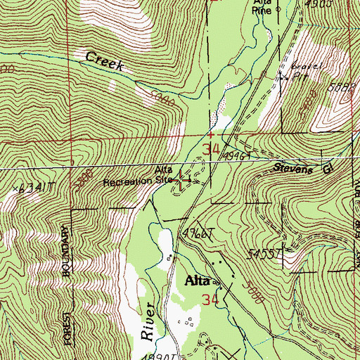 Topographic Map of Alta Campground, MT