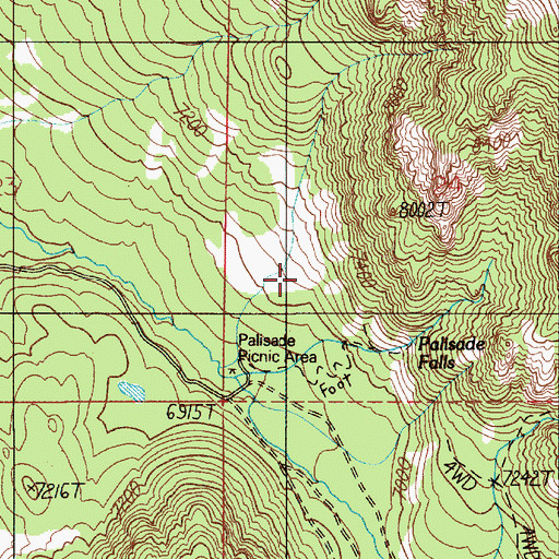 Topographic Map of Palisade Falls, MT