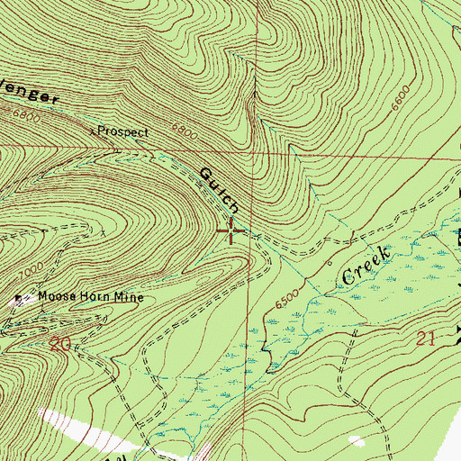 Topographic Map of Portal Gulch, MT