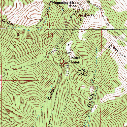 Topographic Map of Miller Mine, MT