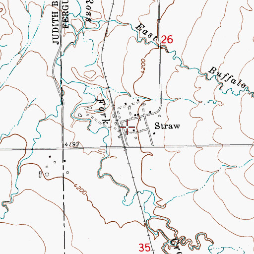 Topographic Map of Straw, MT