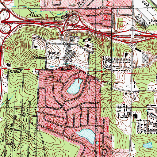 Topographic Map of Twin Lakes Dam, AR
