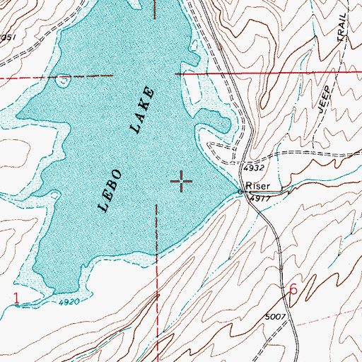Topographic Map of East Lebo Number 3 Dam, MT