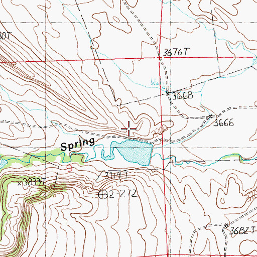 Topographic Map of Spring Creek Irrigation Dam, MT