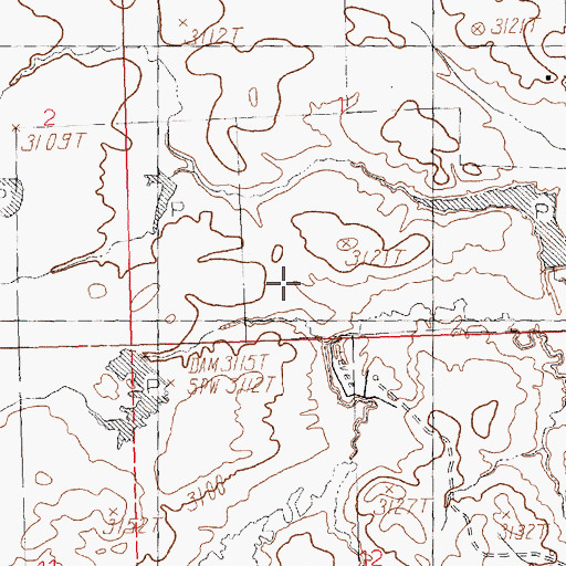 Topographic Map of Cimrhakl Number 3 Dam, MT