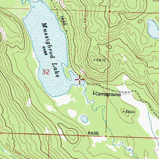 Topographic Map of Mussigbrod Lake, MT