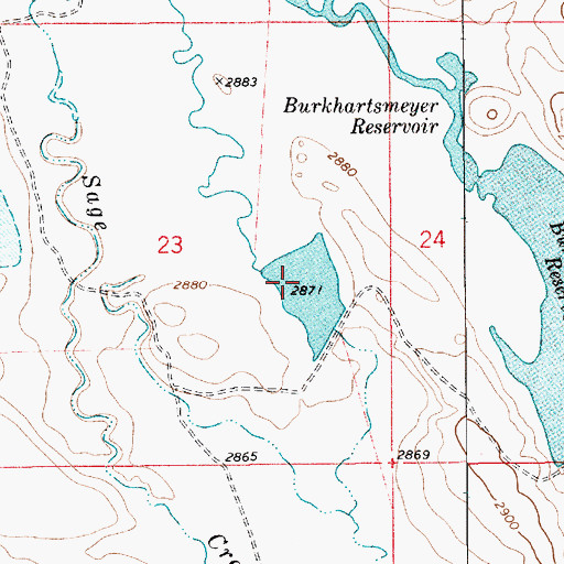 Topographic Map of Burkhartsmeyer Too Dam, MT