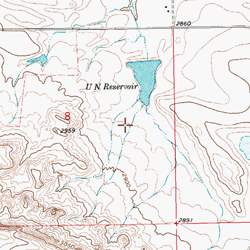 Topographic Map of U N Reservoir Dam, MT