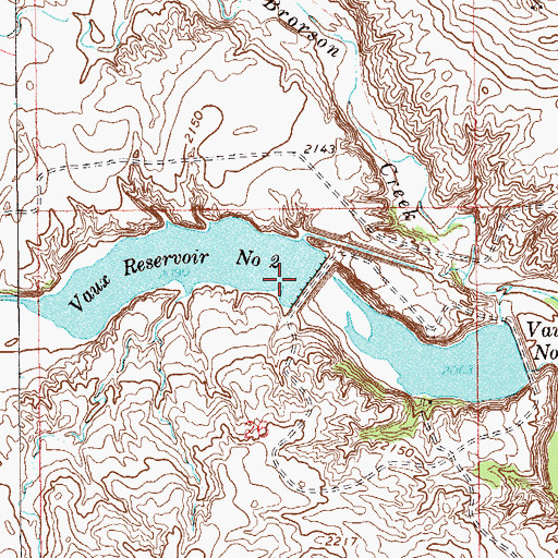 Topographic Map of Vaux Number 2 Dam, MT
