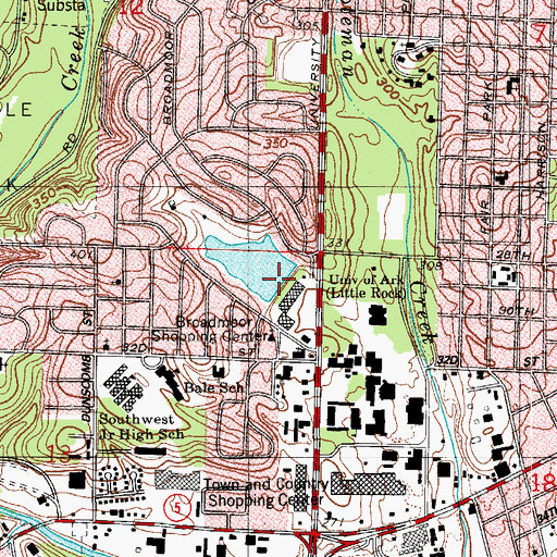 Topographic Map of Broadmoor Lake Dam, AR